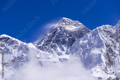 closed up view of Everest from Gorak Shep. During the way to Everest base camp. Sagarmatha national park. Nepal.