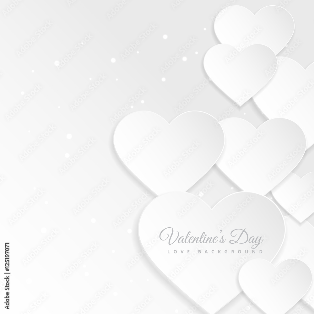 white paper hearts background