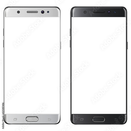 Smartphones, mobile phones isolated with blank screen