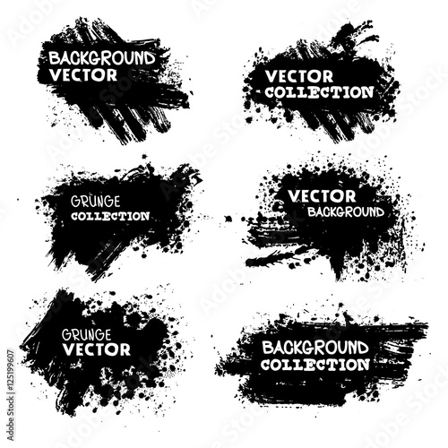 Set of Black ink vector grunge backgrounds