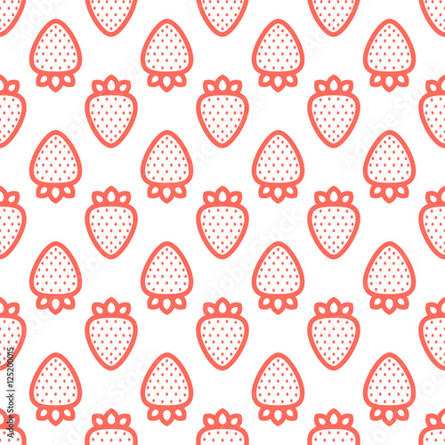 Outline graphic style strawberry seamless vector pattern white