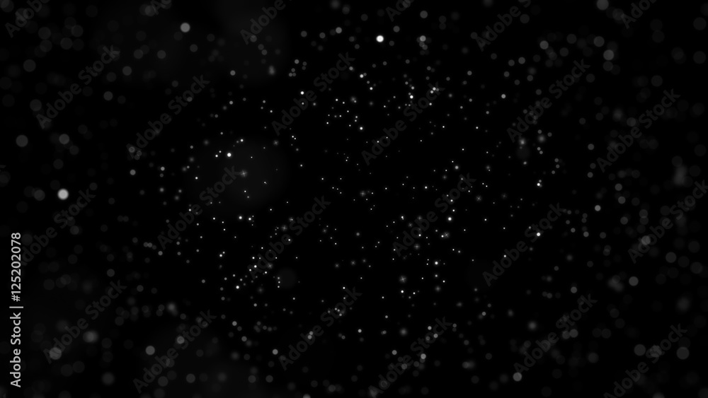 Snow Star Christmas Background On Black Background, Christmas Background. Abstract Bokeh Background.
