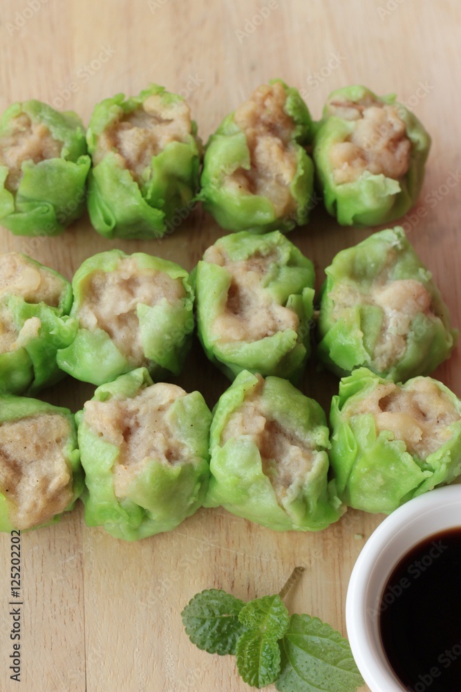 Chinese steamed dumpling with sauce is delicious. Chinese steamed dumpling with sauce is delicious.