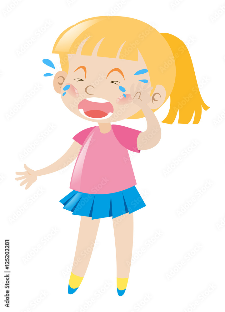 Llittle girl in pink shirt crying Llittle girl in pink shirt crying