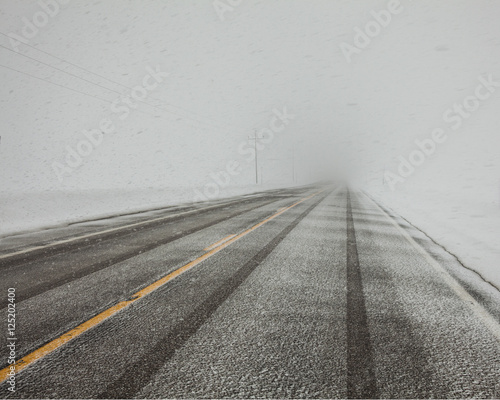 Canvastavla WInter driving in blowing snow