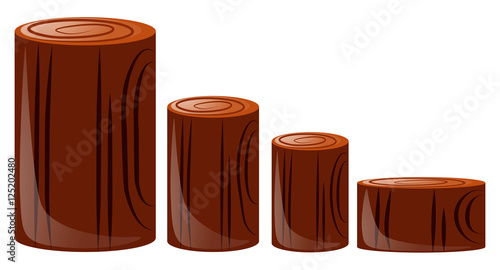Four different sizes of log