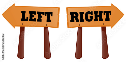 Wooden sign for left and right