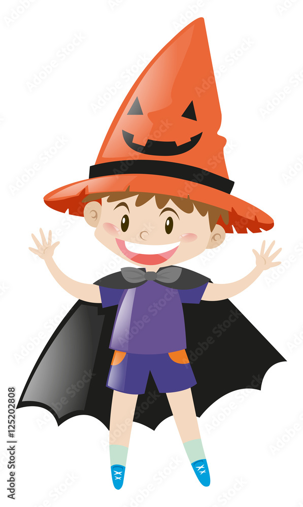 Boy dressed up in halloween costume