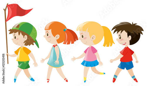 Children walking in line