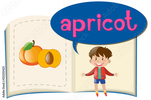 Little boy and fresh apricot
