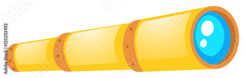 Yellow telescope on white background