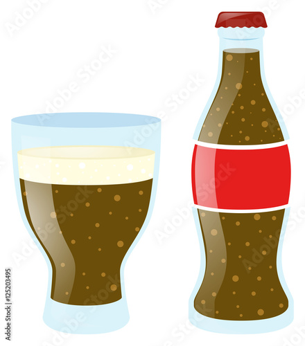 Soda in glass and bottle