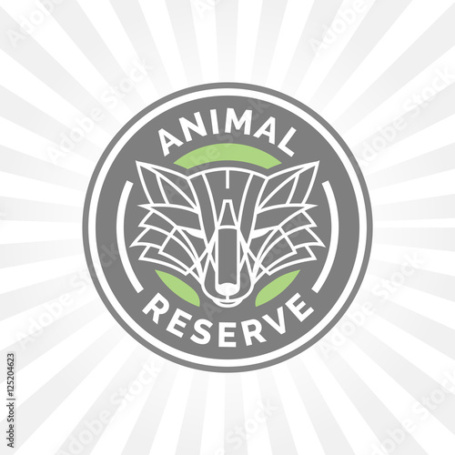 Wildlife park animal reserve icon emblem with wild fox symbol. Vector illustration.