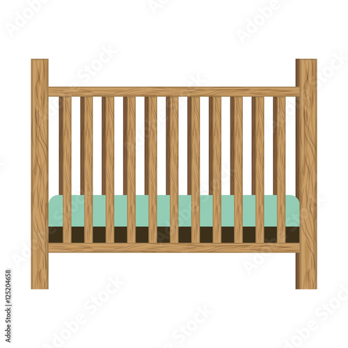 baby crib with wood railing vector illustration