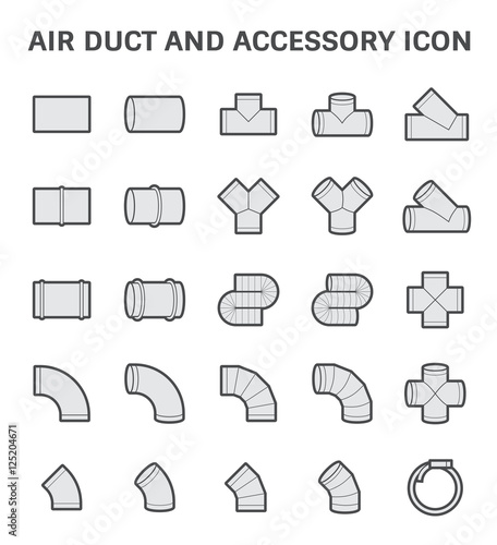 Vector icon of air duct and accessory for air conditioning or HVAC system.