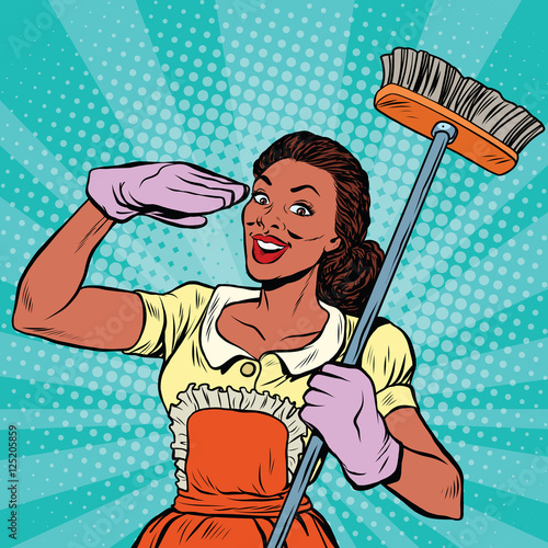 Cleaning staff. household equipment tools