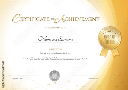 Certificate of achievement template with environment theme in go