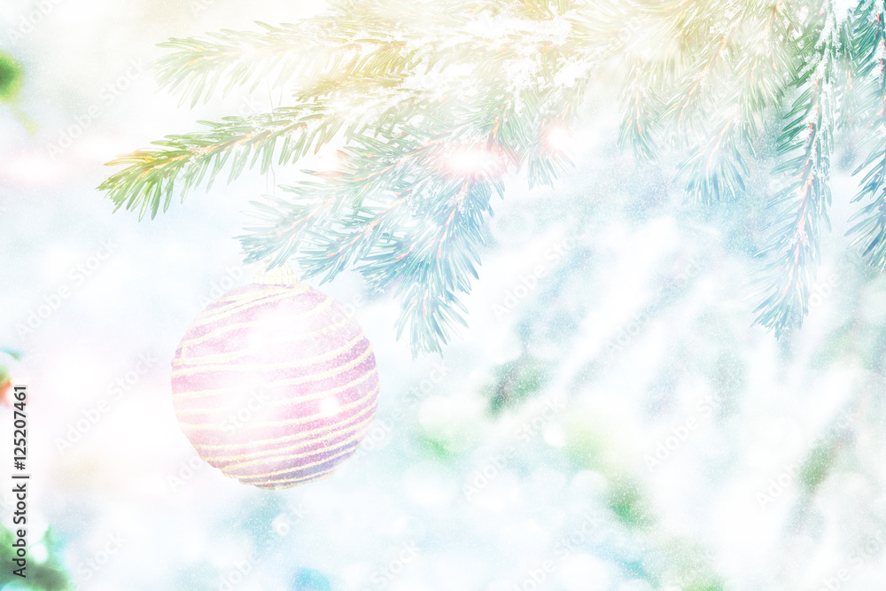 Obraz premium Christmas tree decorated with colorful beautiful toys