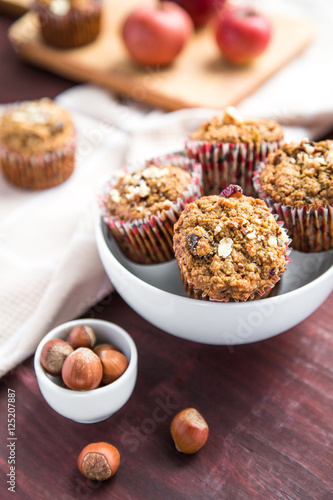 Carrot cupcakes with oat flour and cranberries