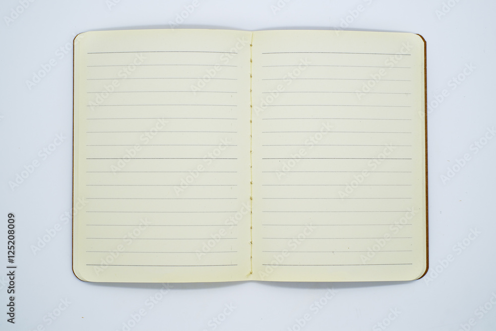 Open Blank Page notebook and white background Open Blank Page notebook and white background