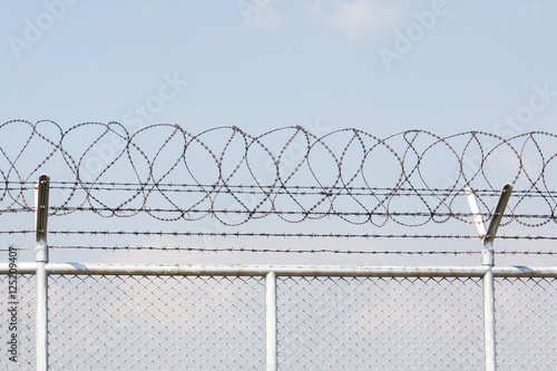 barbed wire with blue sky