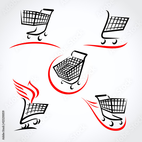 Shopping cart set. Vector