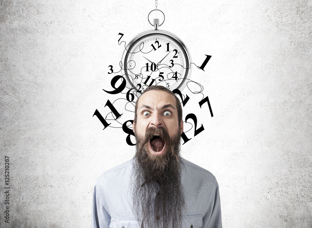 Baffled man and broken stopwatch sketch Stock 사진 Adobe Stock