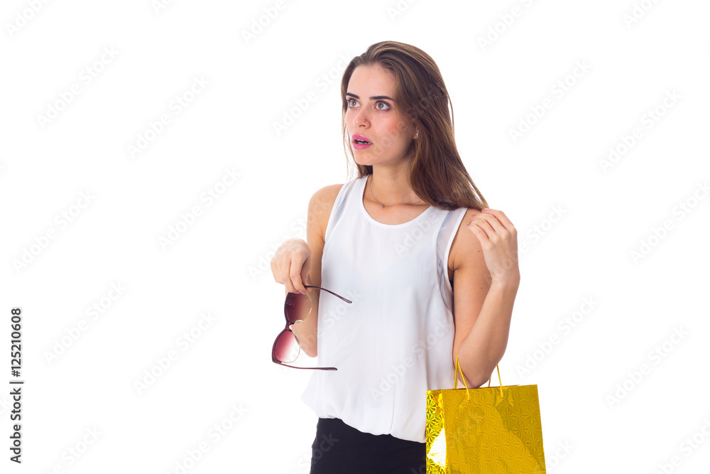 Woman with sunglasses and shopping bag Woman with sunglasses and shopping bag