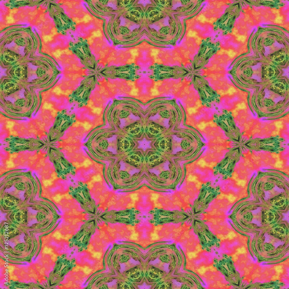 Floral kaleidoscopic pink seamless repeating pattern image