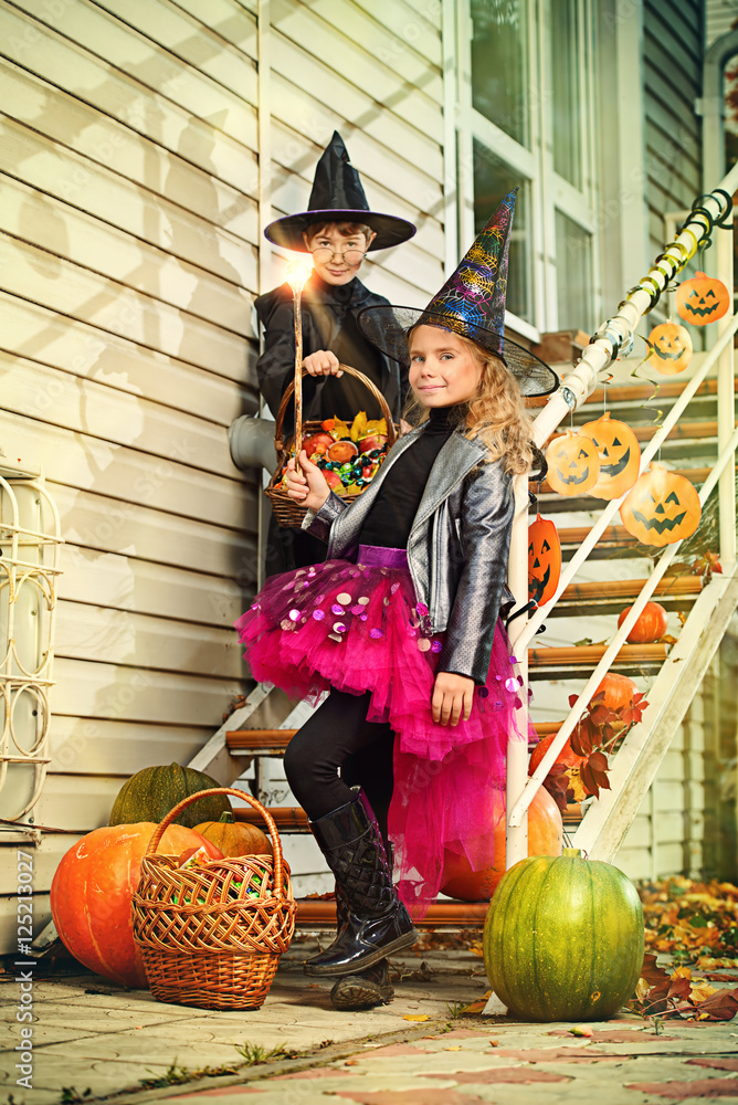 two children in costumes