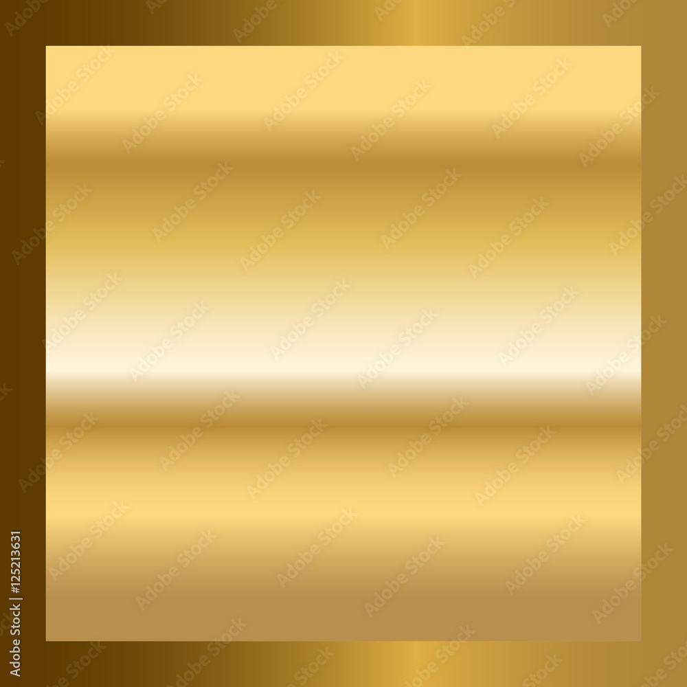 Gold texture in square golden frame. Gradient smooth material background. Textured bright metal light, shiny. Metallic blank decoration pattern. Abstract art banner, invitation. Vector Illustration Gold texture in square golden frame. Gradient smooth material background. Textured bright metal light, shiny. Metallic blank decoration pattern. Abstract art banner, invitation. Vector Illustration