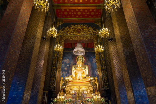 Principle Buddha image in a temple .Buddhism temple,Thailand