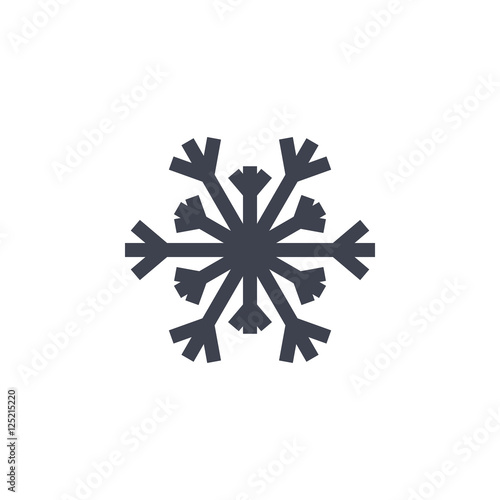 Snowflake icon. Gray silhouette snow flake sign, isolated on white background. Flat design. Symbol of winter, frozen, Christmas, New Year holiday. Graphic element decoration. Vector illustration