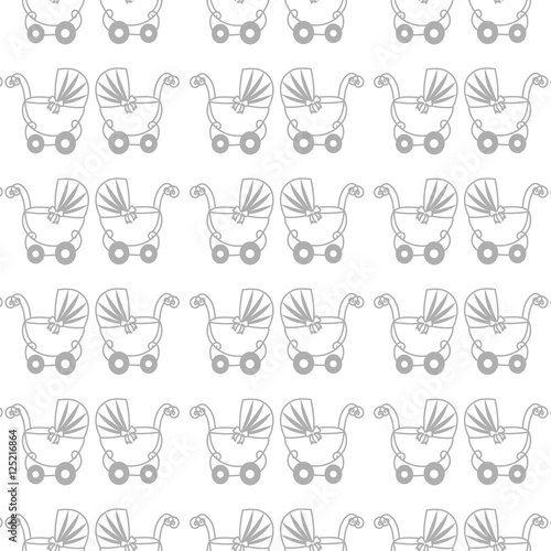 seamless pattern of baby strollers in retro style
