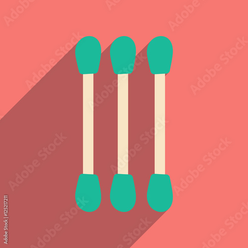 Flat with shadow icon and mobile application cotton swabs