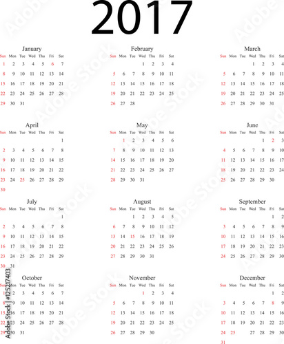 Calendario 2017 Inglese festività Italia