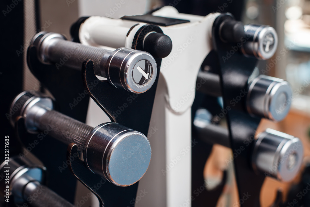 Dumb bells on the stand Dumb bells on the stand