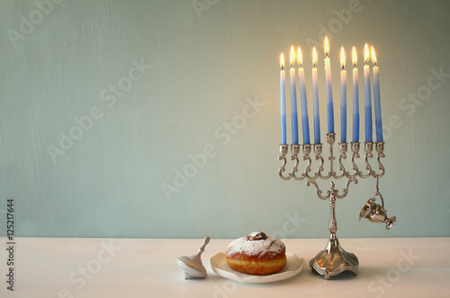 jewish holiday Hanukkah with menorah