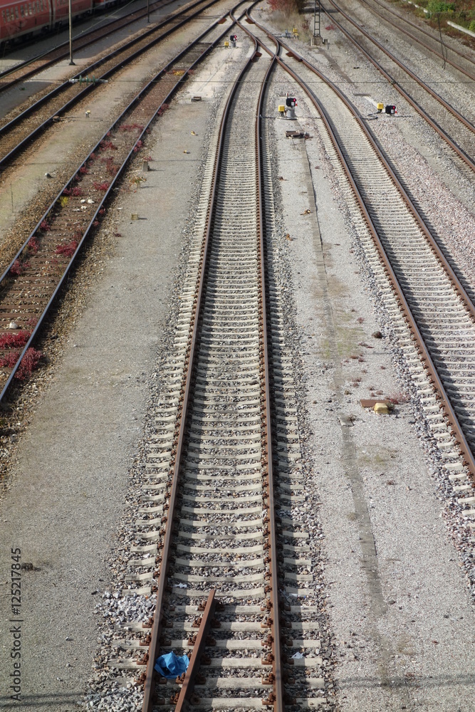 Fototapeta premium Schienen mit Weichen