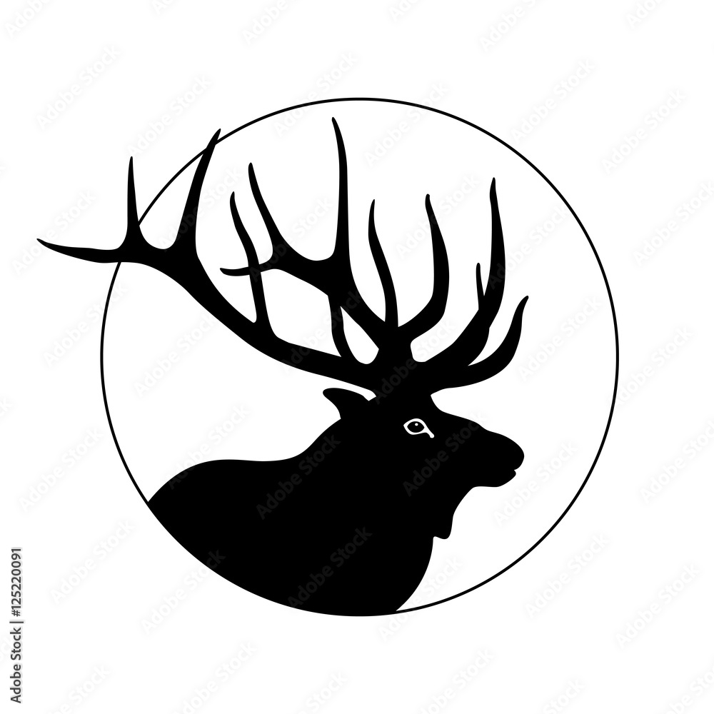 Fototapeta premium deer head vector illustration black silhouette