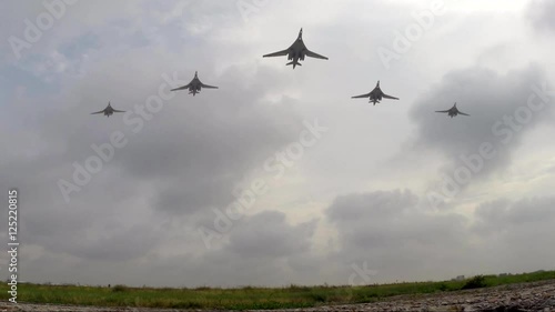 Flight of the five planes in the sky.