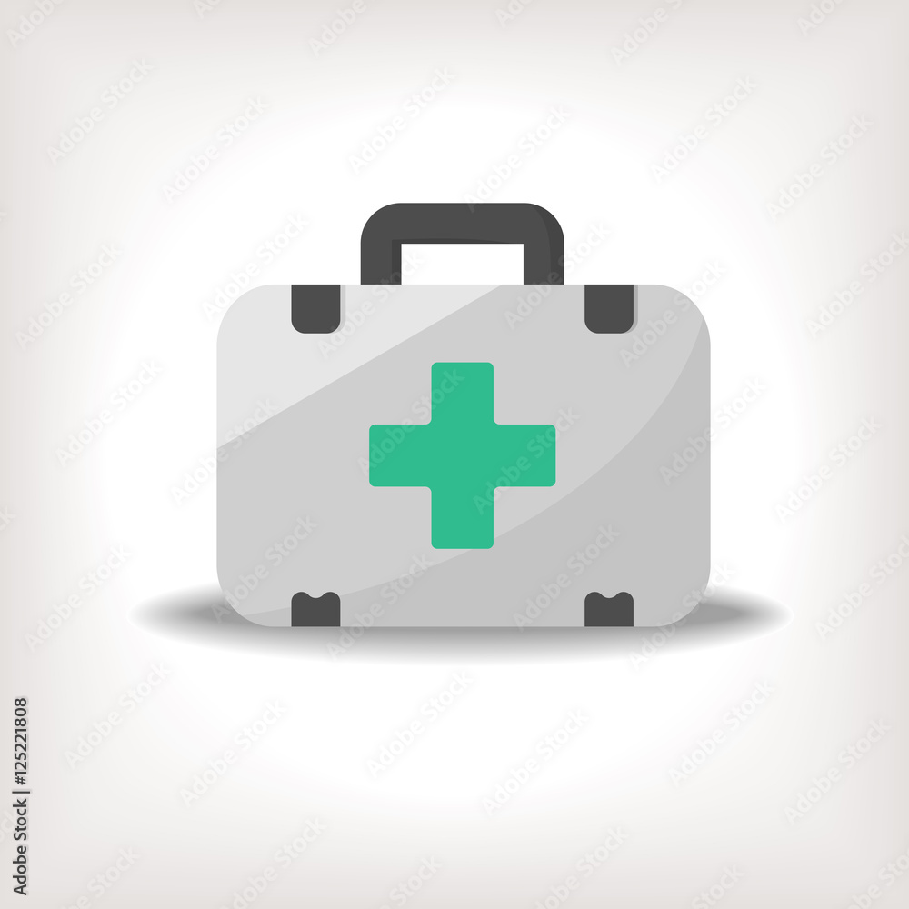 Fototapeta premium First aid kit flat icon. Health care.