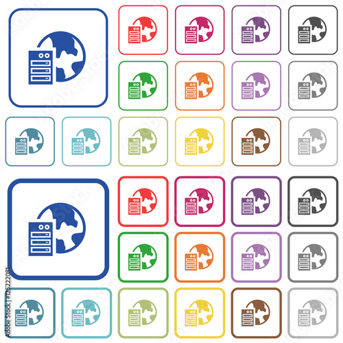 Web hosting color outlined flat icons