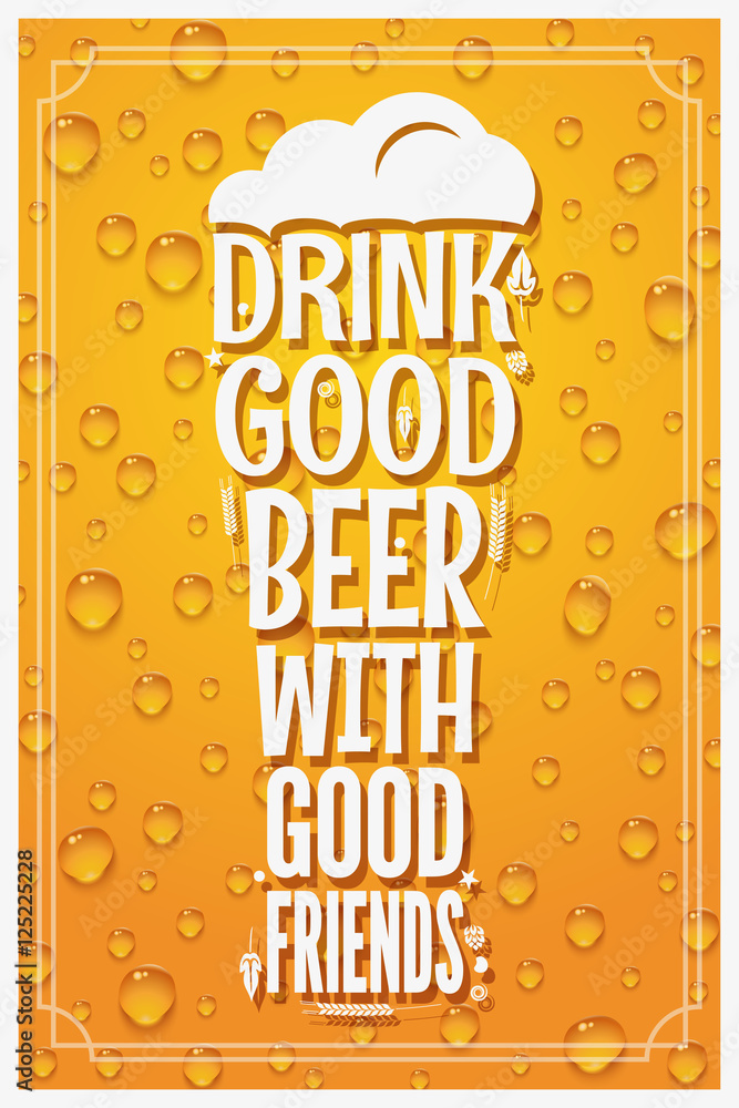 Beer Glass Logo Design Concept Slogan Background Stock Vector | Adobe Stock