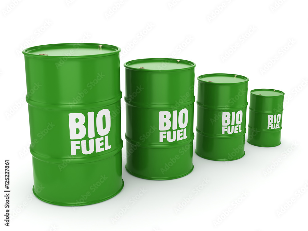 3D rendering barrels of biofuels