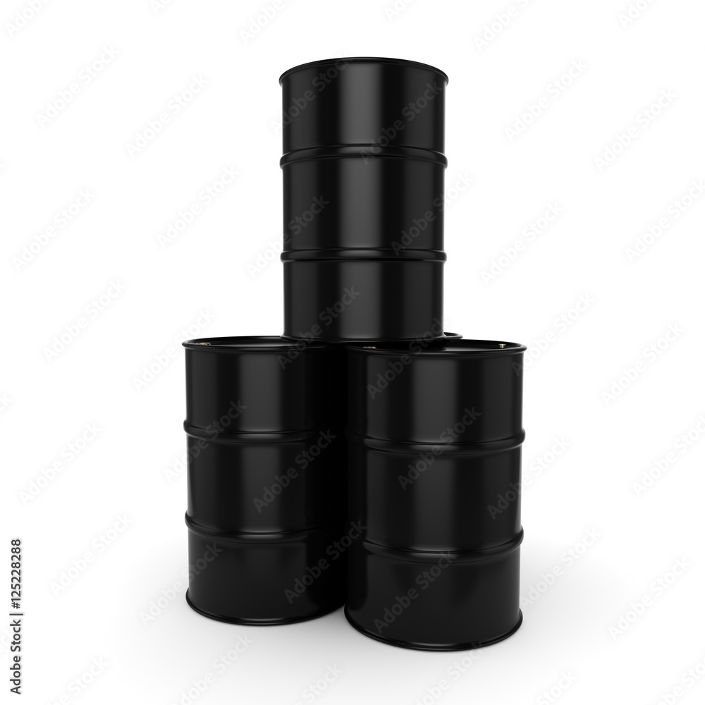 3D rendering black barrels 3D rendering black barrels