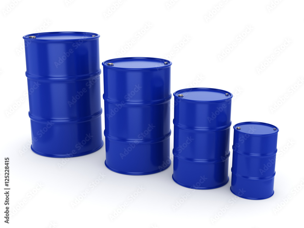 3D rendering blue barrels 3D rendering blue barrels
