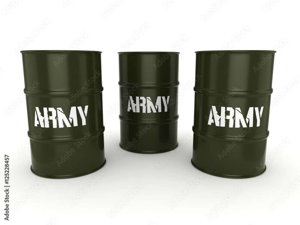 3D rendering army barrels 3D rendering army barrels