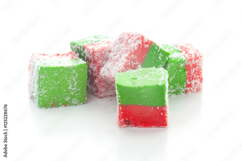 Tasty Turkish delight isolated on white Tasty Turkish delight isolated on white