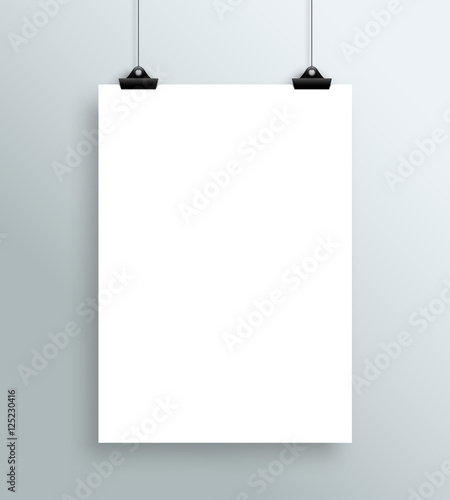 Vector Hanging Blank White A4 Poster From Clips